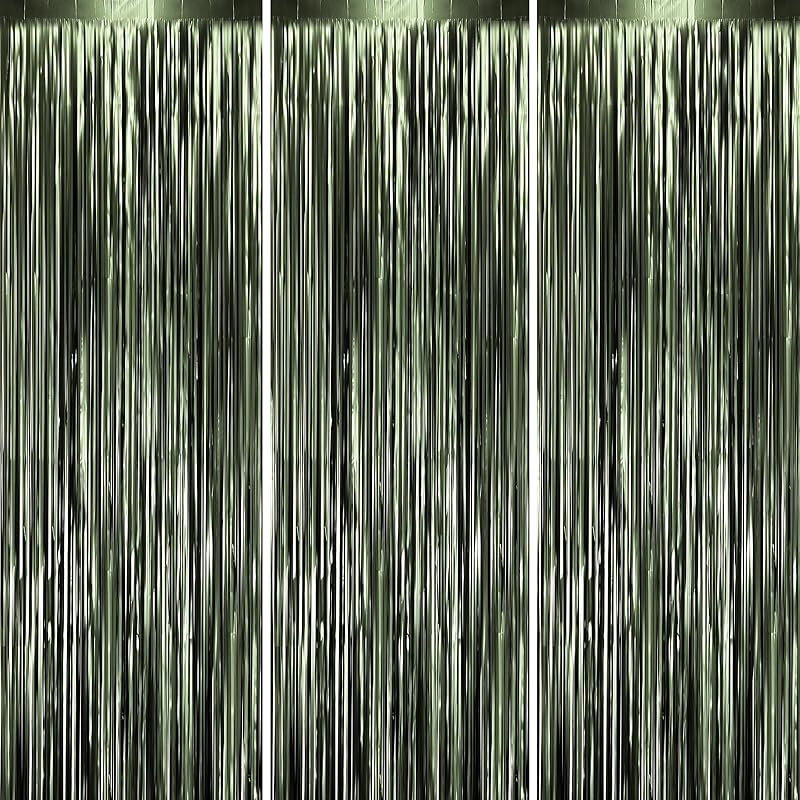 3 Pack 3.3x8.2 Feet Gold Foil Fringe Backdrop Curtains, Tinsel Streamers, Fringe Backdrop for 2025 New Years Eve, Graduation, Birthday, Baby Shower,