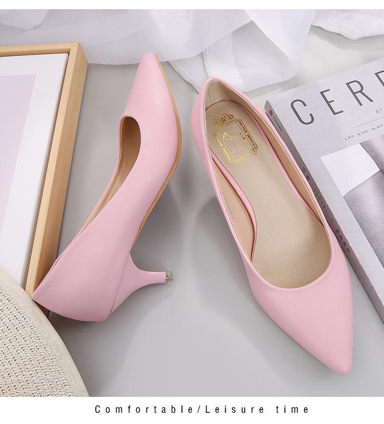 

5CM High Heels Ladies Office Shoes Leather Pumps Woman Luxury Workmanship Stilettos Wedges Small Kitten Heels Bridal Party Shoes 10 рожевий