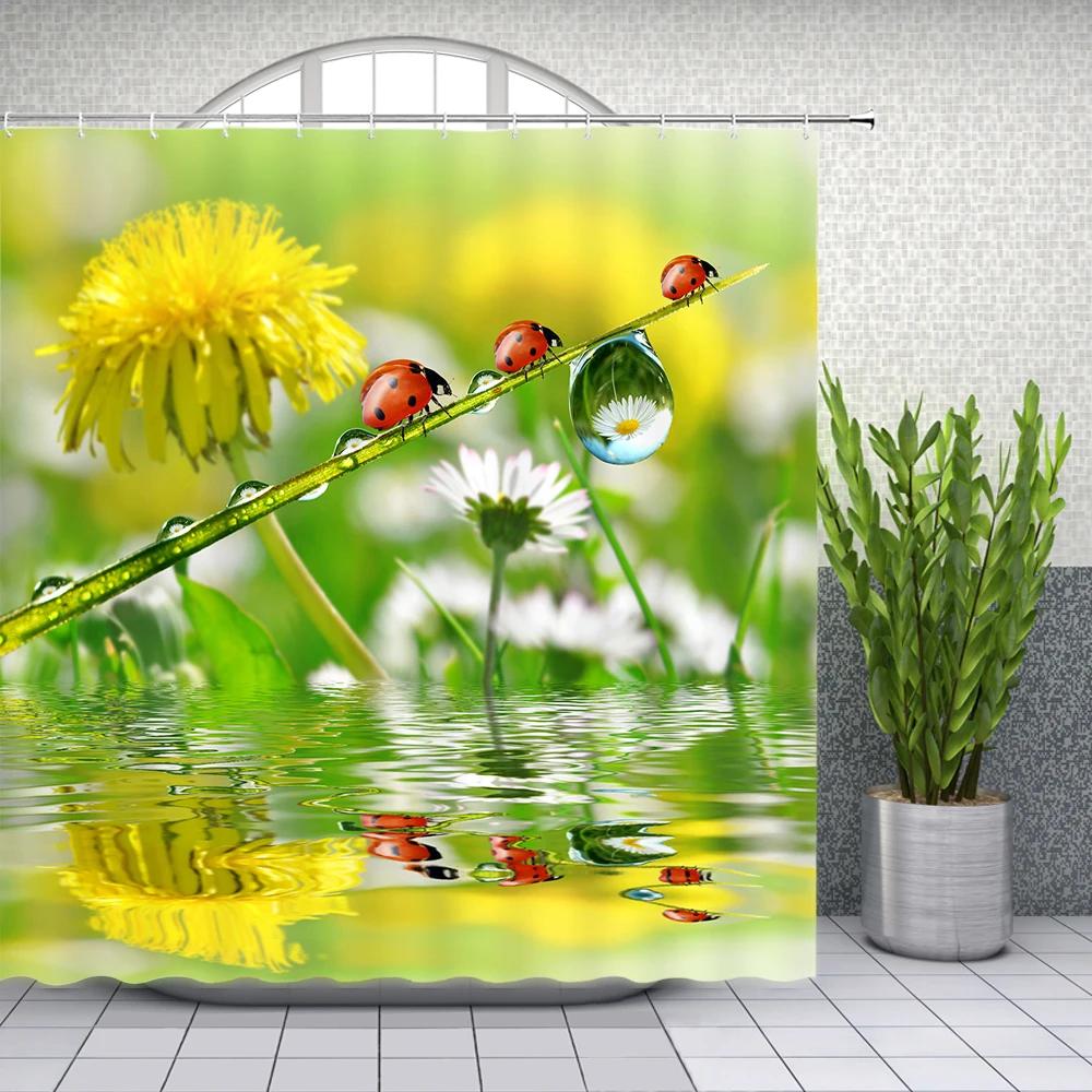 Green Tropical Plants Shower Curtain Bathroom Waterproof Polyester Shower Curtain Leaves Printing Curtains for Bathroom Shower
