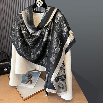 Autumn And Winter Double-Sided Tencel Cotton Double-Sided Thickened Warm Scarf Women'S Air-Conditioned Room Neck Protection Shawl