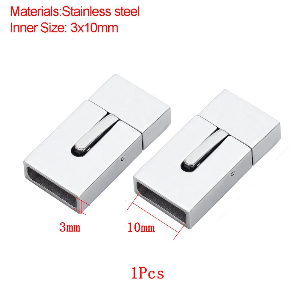 Jewelry Findings Leather Bracelet Clasp DIY Magnet Hook Rhodium Magnetic Clasp Flat Hole 15*3mm