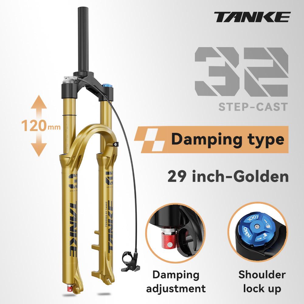 TANKE Bike Fork Rebound Adjustable MTB Air Front Suspension 26/27.5/29 Inch 120mm Travel Quick Release Fork Bicycle Accessories