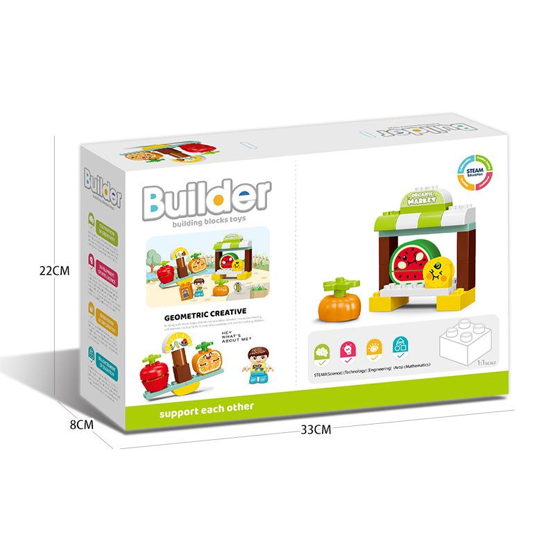 37pcs/set Creative Fruit Cutting Joy Series Large Particle Building Blocks Early Education Puzzle Toys For Kids Christmas Gifts