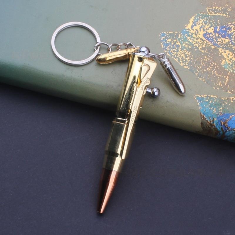 1Pcs Multifunctional Pen Military Style Push-Button Bullet Pen Keychain With Hardcore Texture And Writing Capability For Men