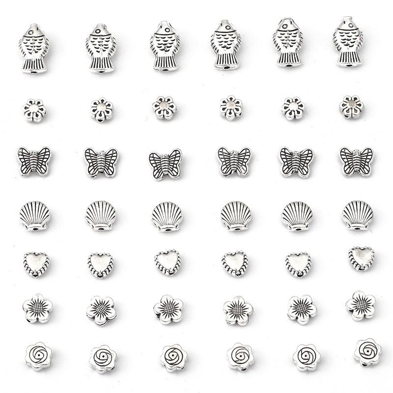 Antique Silver Alloy Heart, Flower & Butterfly Pendant for DIY Retro Jewelry Making