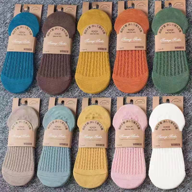 5 Paar / Los Damen Silikon Rutschfeste Unsichtbare Socken Damen Sommer Einfarbig Knöchelsocken Damen Weiche Baumwollsocke Atmungsaktiv