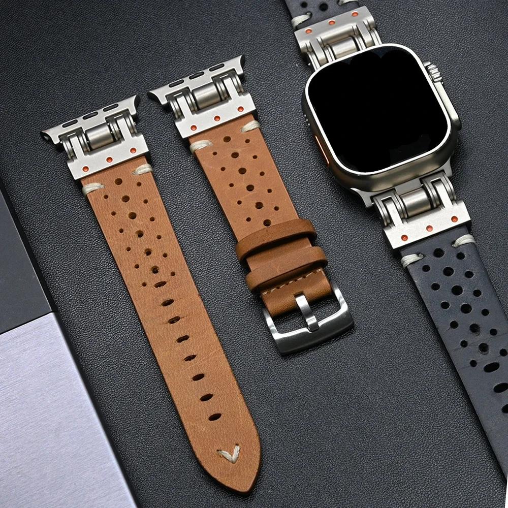 Luxury Metal Leather Strap for Apple Watch Ultra 3 2 49mm Band for iWatch Series 11 10 9 8 7 6 se Bracelet Correa 45mm 44mm 46mm