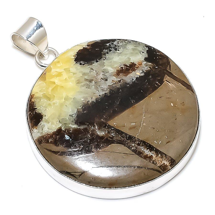Black Onyx Gemstone Handmade 925 Sterling Silver Jewelry Pendant 2.17" SU-10905