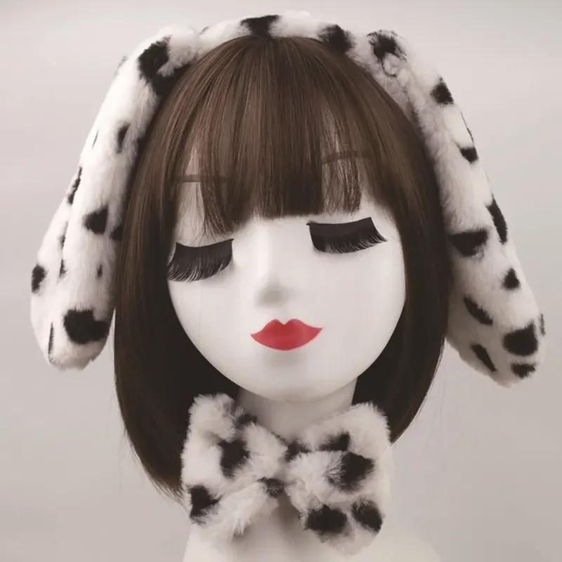 Girls Adult Children Cute Plush Anime Spotted Dog Ears Funny Animal Costume Cosplay Props Headband Skirt Nose Tail