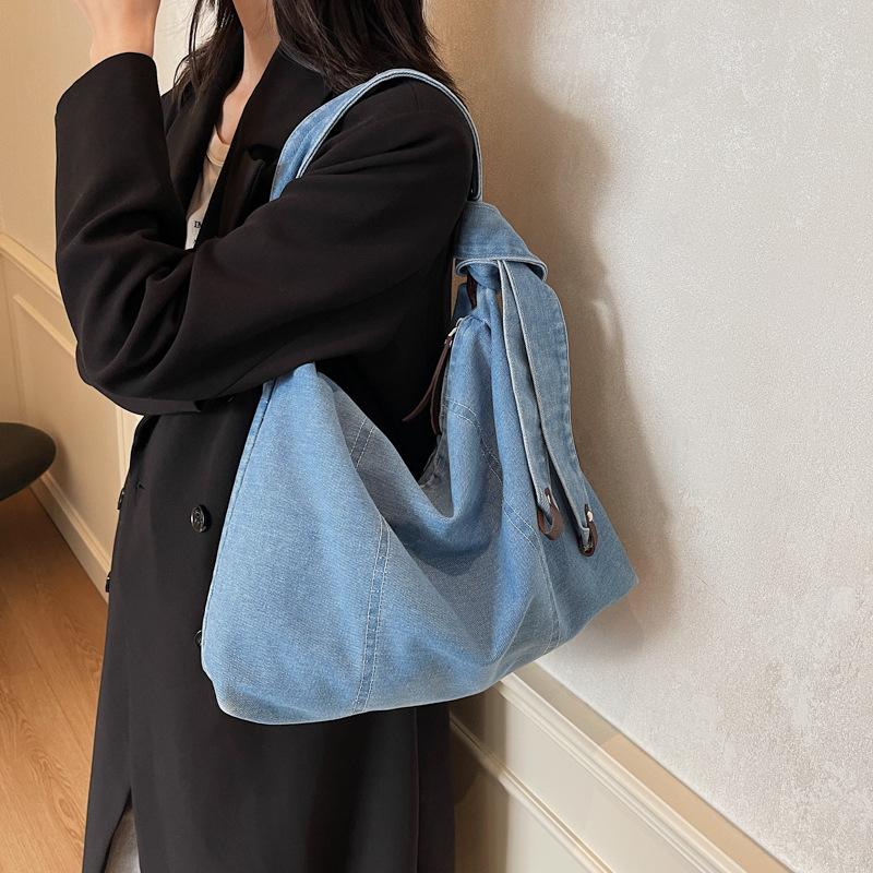 Denim Bag Women's Crossbody Bag Large Capacity Student Class Commuter Shoulder Tote Bag