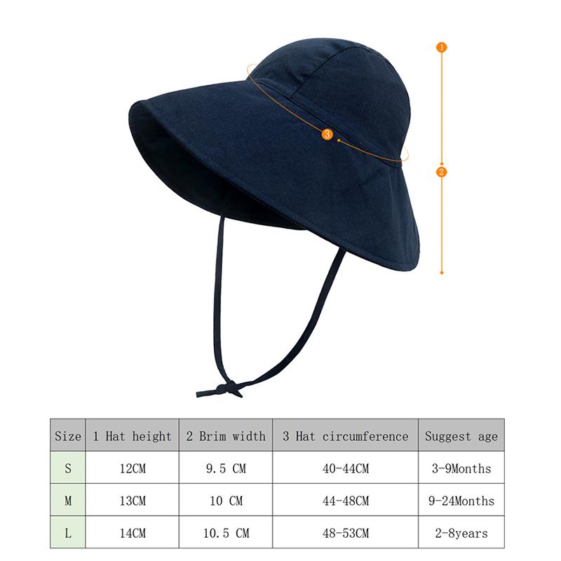Sombrero de Sol para Bebé Verano Niños Niñas Sombrero de Cubo Niños Algodón UV Sombreros de Viaje Niño Ala Ancha Exterior Gorras de Playa Moda Casual Sombrero Panamá