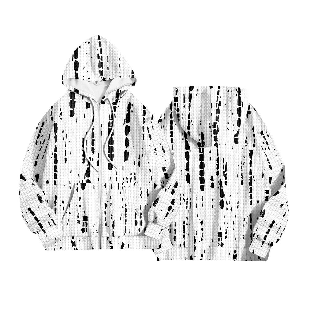 Women's Fashion Jacket Casual Printed Long-sleeved Hooded Cardigan Sweatshirts