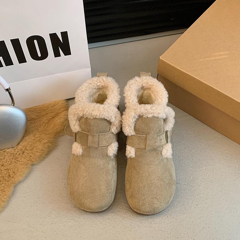 Women's Warm Snow Boots Casual Faux Suede Short Booties With Faux Fur Lining Anti-Slip Comfort Winter Fleece Lined Walking Ankle Boots Shoes for Women