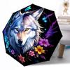 Wolf Yin Yang Automatischer Outdoor-Regenschirm Einziehbares Design mit 8 Speichen Langlebig Leicht Perfektes Geschenk für Freunde Familie