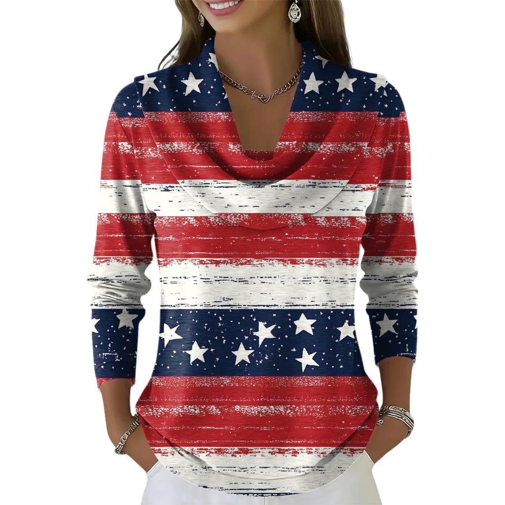 Dámský ležérní a módní svetr s dlouhým rukávem a potiskem, kulatým výstřihem