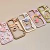 Cute Animal Fruits Series Rotating Stickers with Holder Phone Case for For Iphone 16 1 14 13 12 Pro Max 11 Cartoon Bear Cover Case