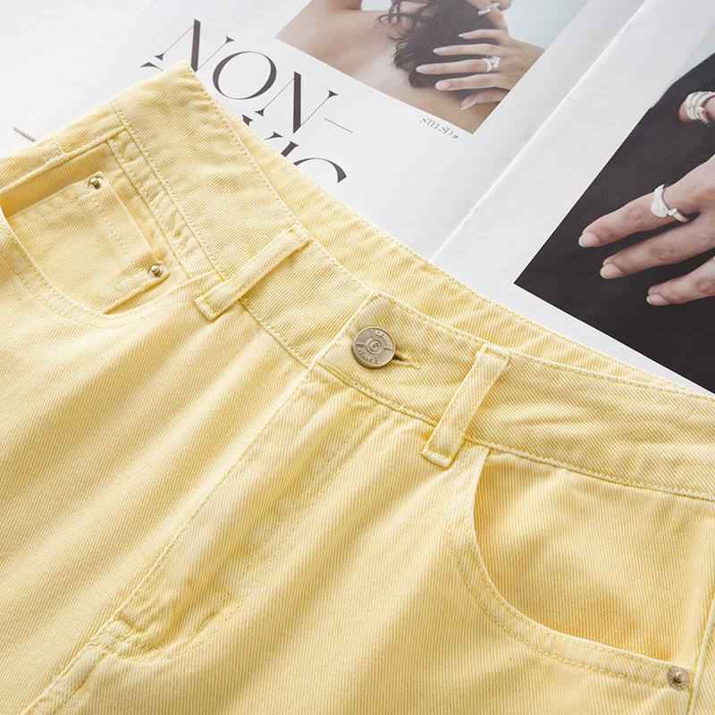 Women's Yellow Wide-Leg Jeans, Summer 2025 - Thin, Loose, Small Size, Straight-Leg Style