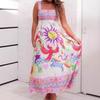 2026 Women's Casual Long Dress - Spaghetti Strap, Floral, High Waist, Sleeveless, Wide Hem