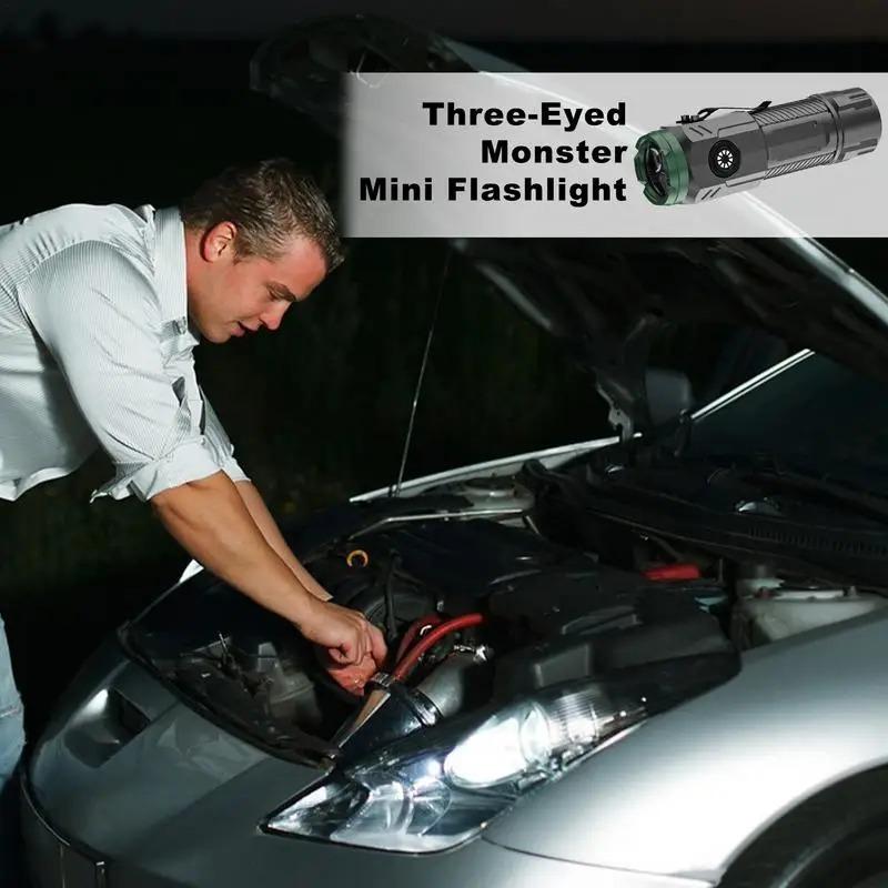 800MAH Superhelle Taschenlampe Mini Wasserdicht Drei Augen Kleine Taschenlampe USB Scheinwerfer Kappenclip-Licht Angeln Outdoor Starkes Licht Tragbar
