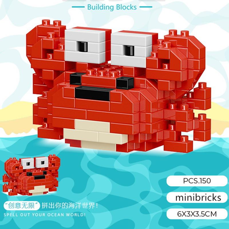 NEW Cute Marine Animals Turtles Dolphins Crabs Fish Clownfish Octopus Building Blocks Kit Girl Bricks Model Kids Toy Children