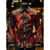 Fashion Men Black White Gradient Shirt Angel Wing Cross Graphic Long Sleeve Slim Club Punk Streetwear Dress Blouse