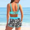 Two Piece Sexy Ladies Split High Waist Printed Bikini Female Fashion Vintage Swimwear with Bra Pads and No Steel Bra Swimsuit