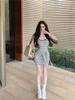Women's Summer Strappy Striped Slim-Fit Suspender Dress, Hot Girl Style, Contrast Colors, Short Skirt