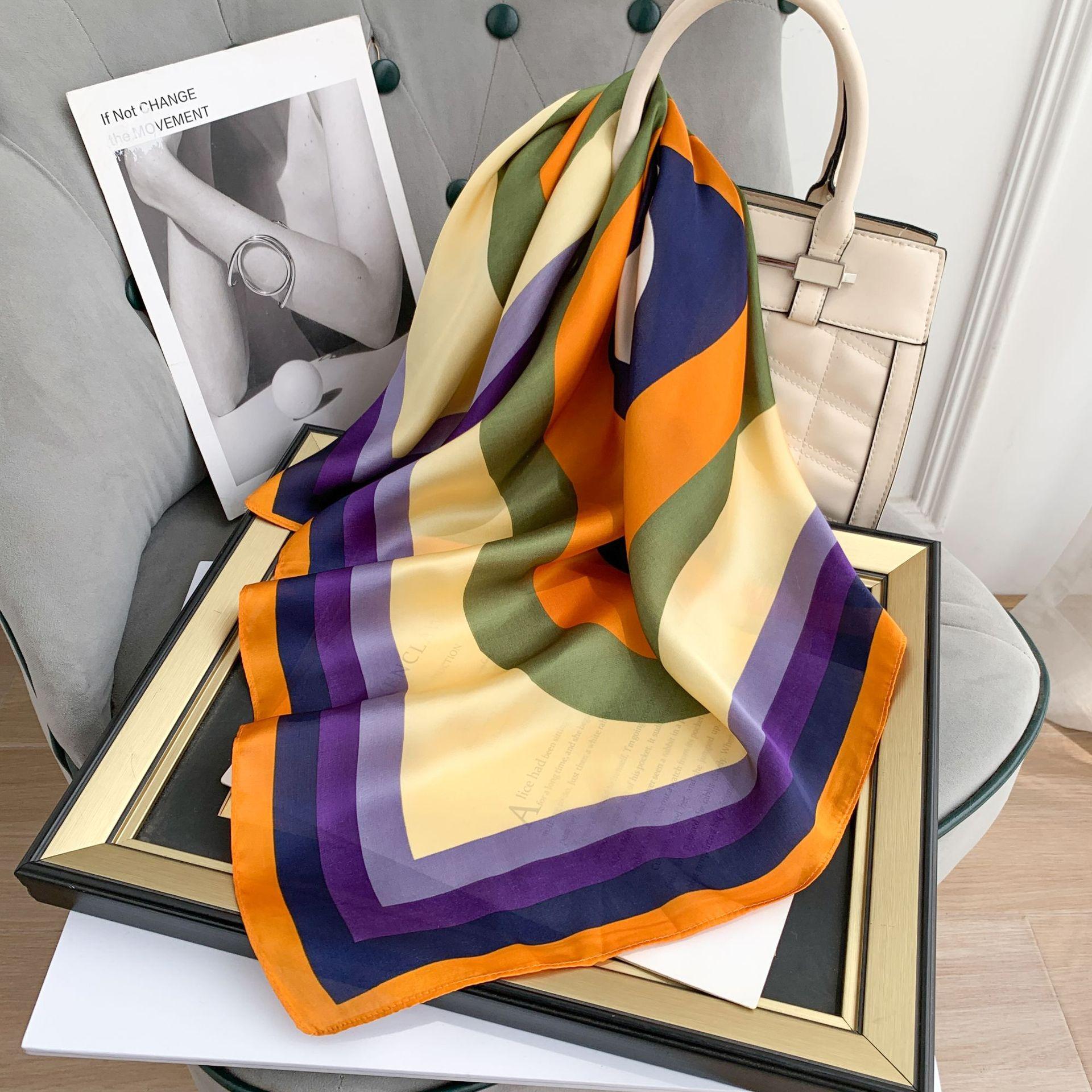 Simulated silk scarf 2025 new spring and summer versatile Internet celebrity popular square scarf professional decoration with shirt temperament scarf 70*70cm