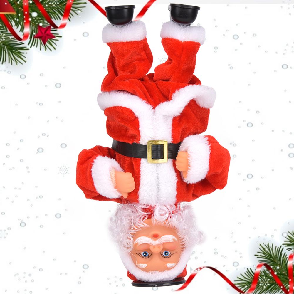 Lovely Christmas Electric Music Dancing Headstand Rotation Santa Claus Doll Decoration Toy Gift