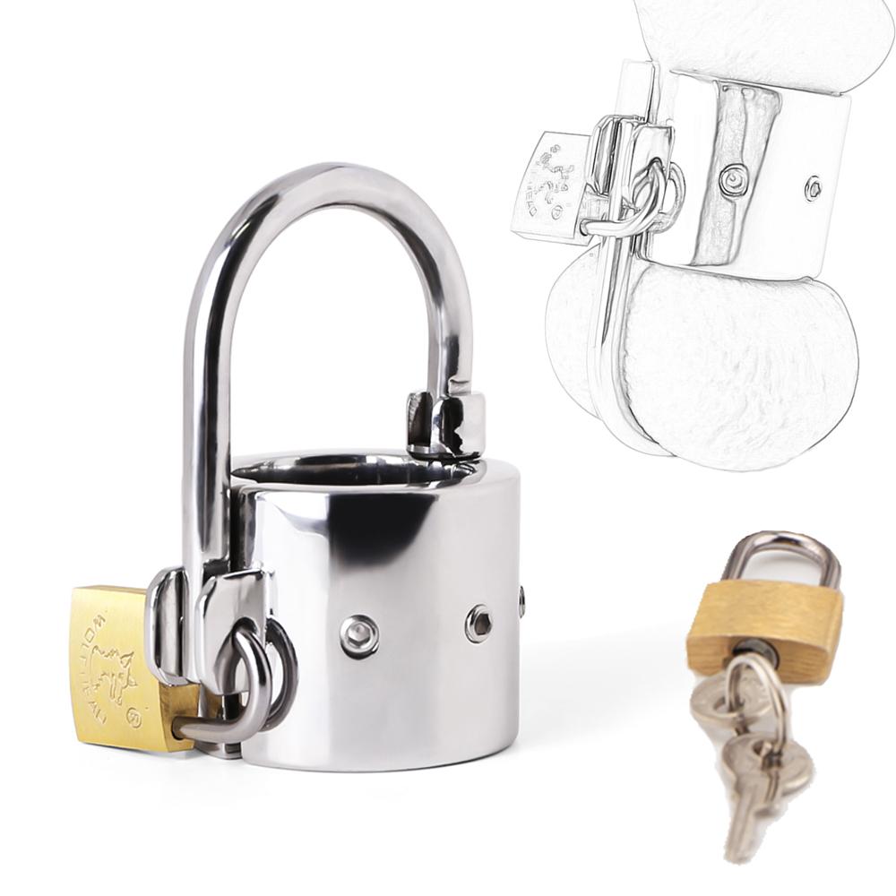Heavy Duty Ball Stretcher Metallverriegelungsgewicht Edelstahl Spike Cock Ring Hodensack Stretcher CBT Penisring Sexspielzeug für Männer