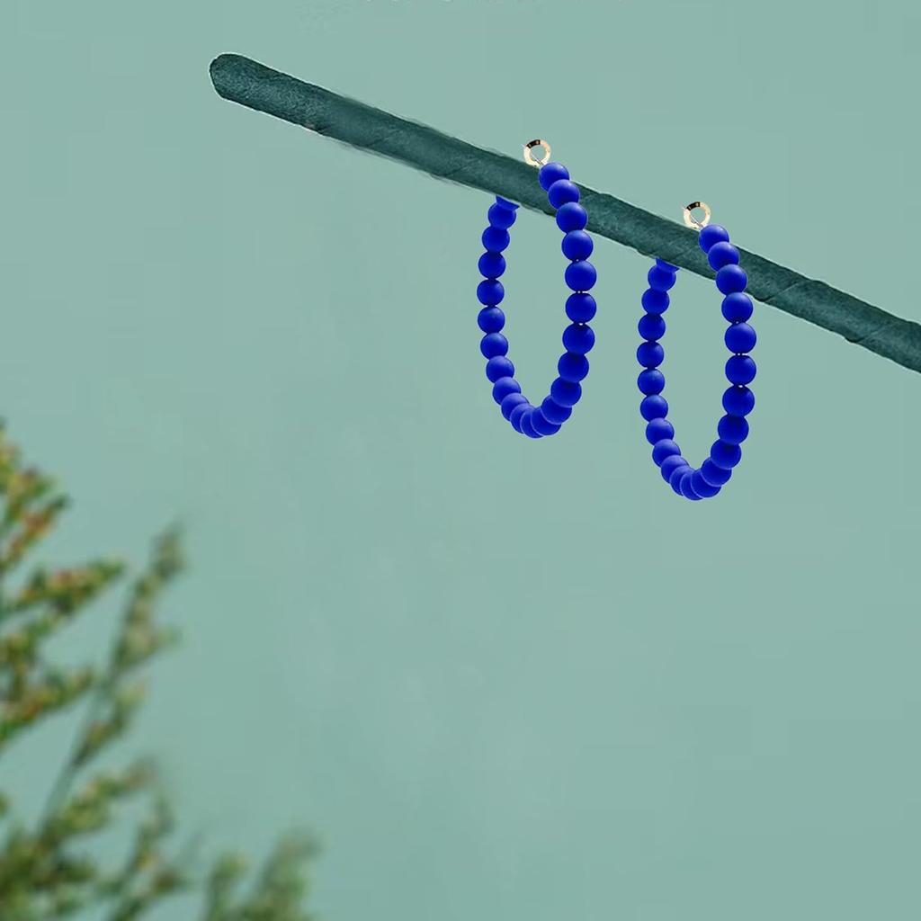 Colorful Vintage Large Circle Hoop Earrings for Women 80s 90s Neon Acrylic Round Beads Earring Minimalist Geometric Party Jewelry