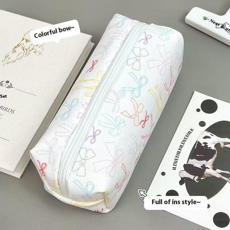 Cute Bow Pencil Box Cartoon Cat Large Capacity Pencil Case Multifunctional Storage Bag School Office Stationery Student Gifts
