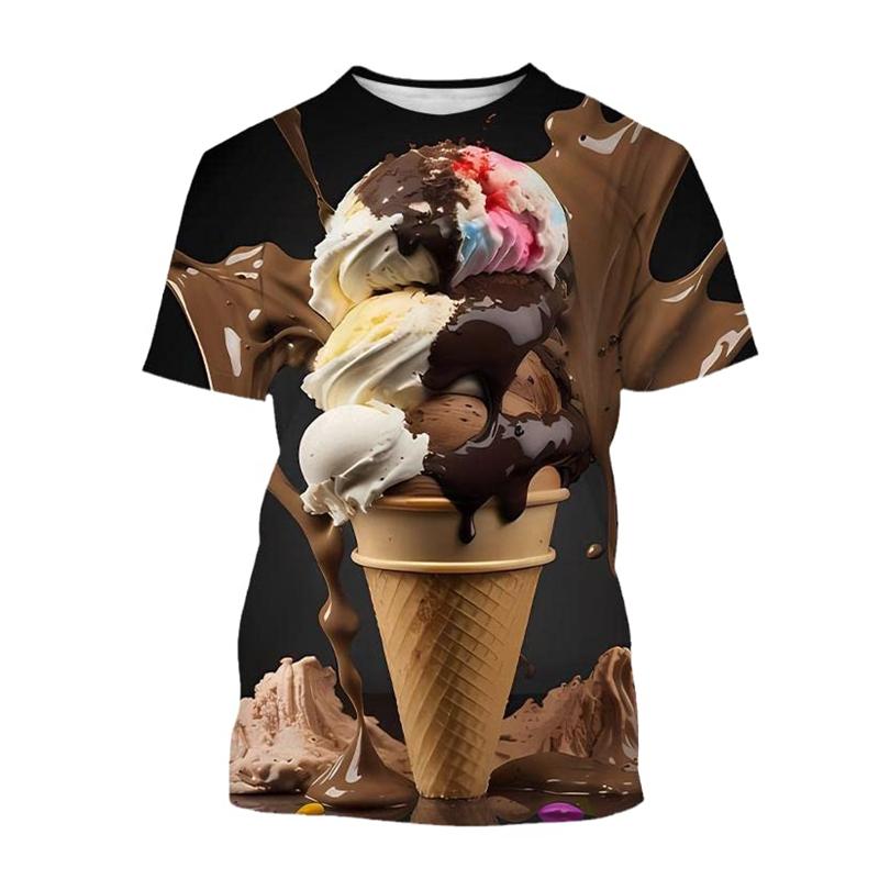 3D Print Ice Cream Mens Funny T Shirt  Women Kids Fashion Ice T-shirt Men's Short Sleeve Tee Tops Casual Harajuku Cheap Stuff