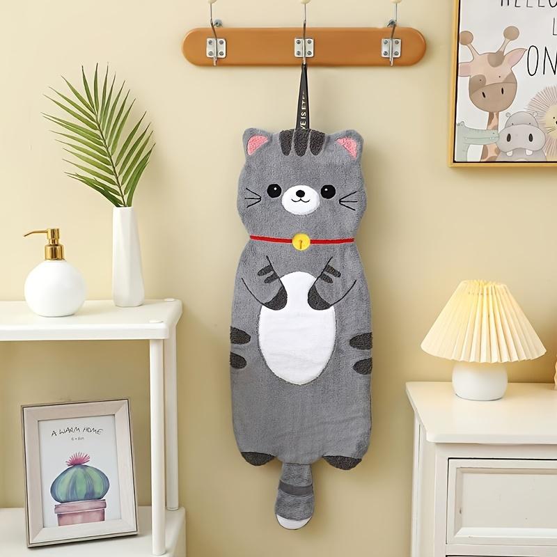 1pc Extra Large Cute Cartoon Hanging Hand Towel Soft Coral Fleece,Thick Absorbent,Decorative Kitchen Bathroom Towel with Fun Animal Designs