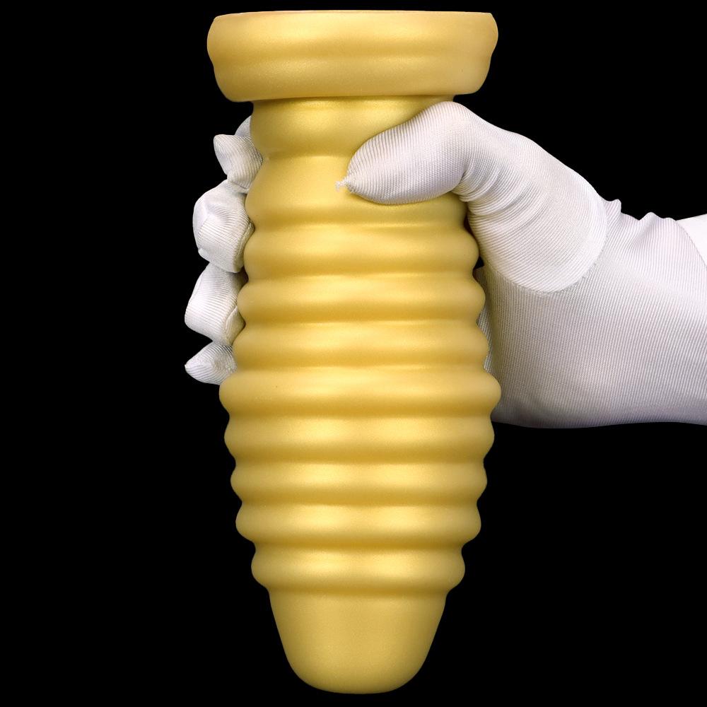 Golden Silicone Soft Oversized and Super Thick Suction Cup Anal Expansion Device Anal Plug Anal Fist Intercourse