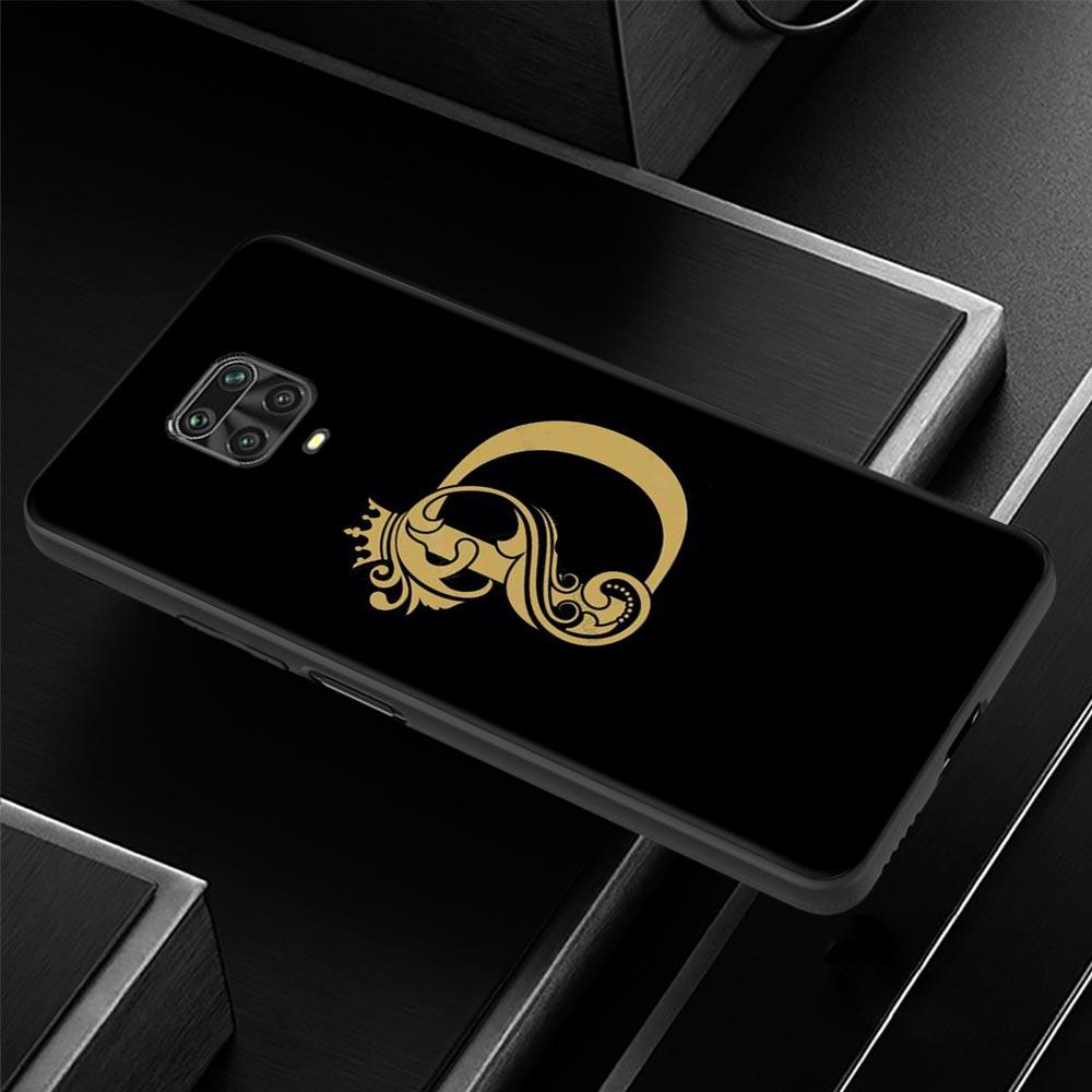 Shell For Xiaomi Redmi Note 11 10 9 8 7 Pro Max 9T 8T 9S Case for Redmi 10 9 8 9C 9A 8A 7A Luxury Golden yellow Crown Letter A-Z
