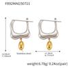 Qiong Yao Two-Tone Geometric Liquid Gold Earrings - High-End Colorfast Stainless Steel Jewelry