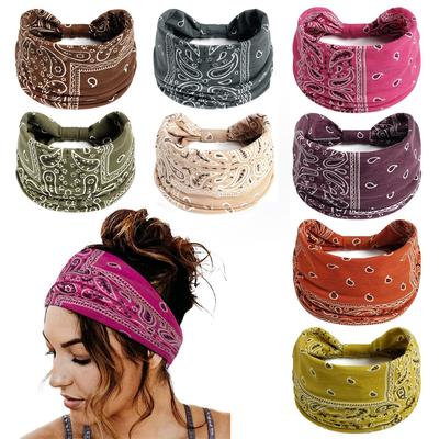 Fascia Larga Retro con Motivo Paisley per Donna - Colorata Elastica Sportiva Yoga