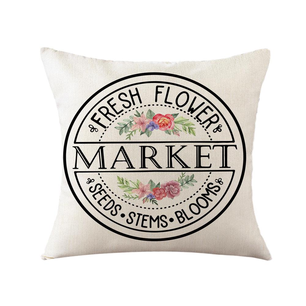 Thick Linen Printed Fabric Pillowcase Large Cushion Sofa Office Bedside Pillowcase Lumbar Pillow Car Backrest