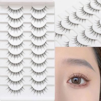 10 Pairs Natural Look Manga Lashes 3D Dramatic Anime Lashes Fashion Eyelash Extension  for Women