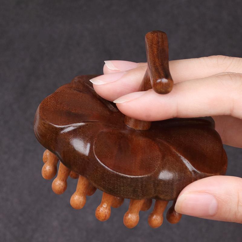 Multi-Functional Wood Therapy Massage Comb Scalp Head Massager Natural Sandalwood Circular Tooth Guasha Scraping Body Massager
