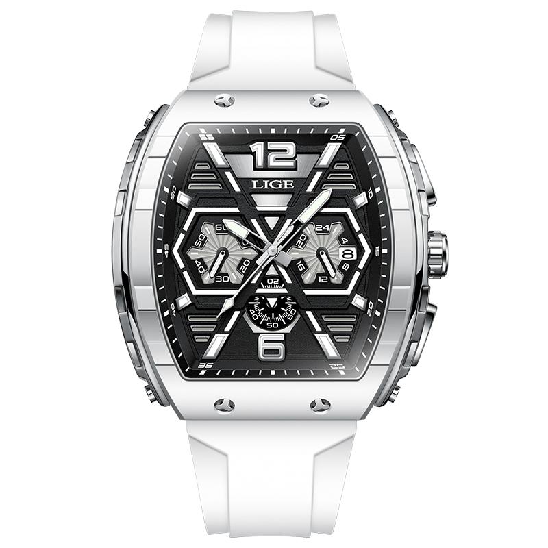 LIGE Brand Luxury Men's Watches Waterproof Sports Luminous Silicone Strap Chronograph Quartz Wristwatch for Men Reloj Hommes