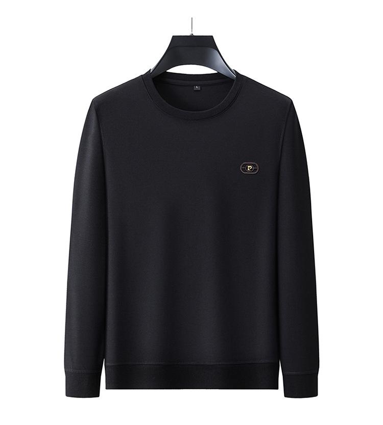 Men's Slim Fit Long-Sleeve T-Shirt, Round Neck, Solid Color, Roma Fabric, Pullover, Printed Sweatshirt