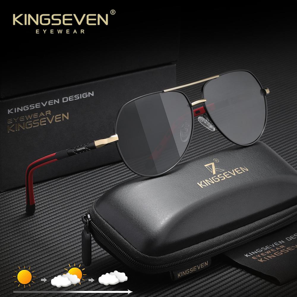 KINGSEVEN Classical Pilot Sunglasses Men Women Fashion Vintage Outdoor Travel Anti-Glare Polarized UV400 Summer Male Eyeglasses