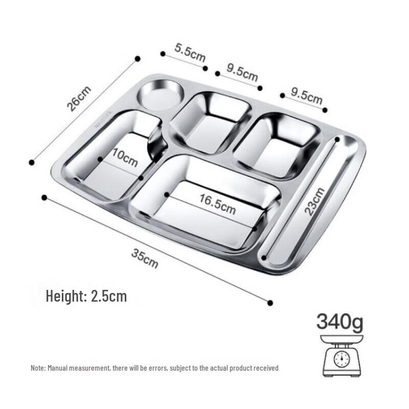 Rechteckiges 6-Fächer-Tablett aus Edelstahl 304