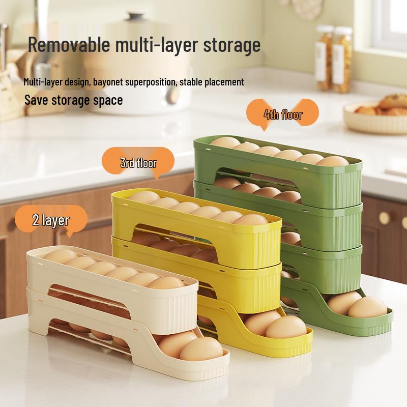 Food-Grade Sliding Egg Storage Box with Side Door for Refrigerators - Fresh-Keeping Solution