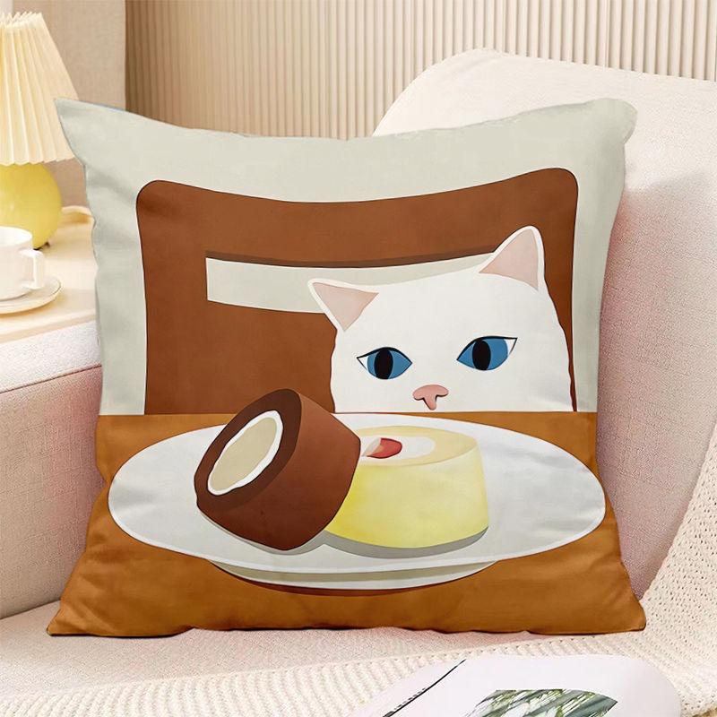 Bedroom Living Room Square Cushion Pillowcase Orange Simple Print Decorative Pillowcase