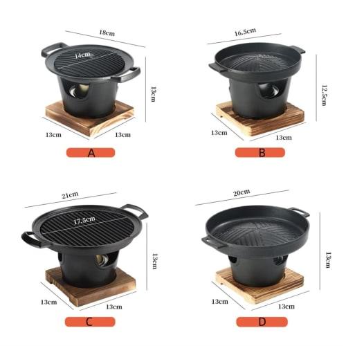Amecke One-Person Yakiniku Grill Pan, Yakiniku Plate, Grill Plate, Aluminum Yakiniku Stove, Commercial-Grade, Mini, Tabletop, Round, with Dedicated Wo