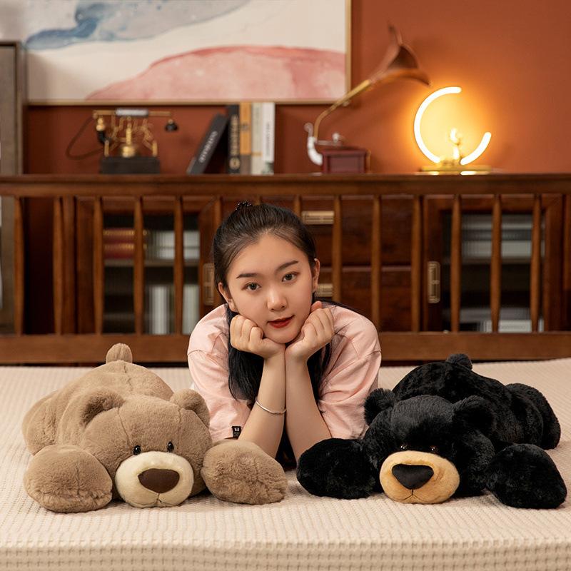 Cute Lying Down Bear Doll Plush Toy Cuddle Bear Doll Girl Bed Sleeping Throw Pillow Doll Cushion