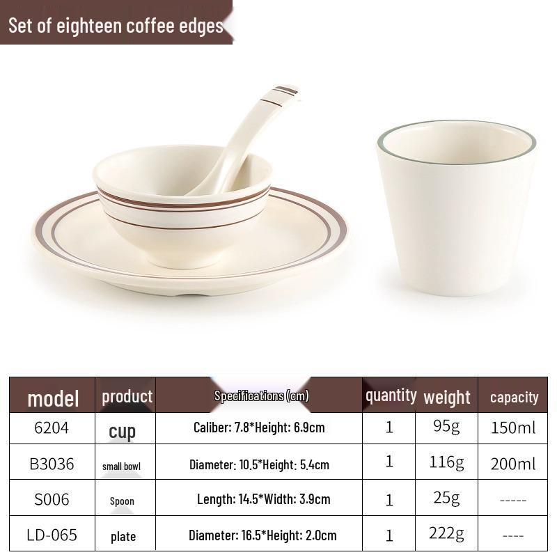 Melamine Four-Piece Table Set: Imitation Porcelain Plastic Bowls & Plates for Restaurants and Hotels